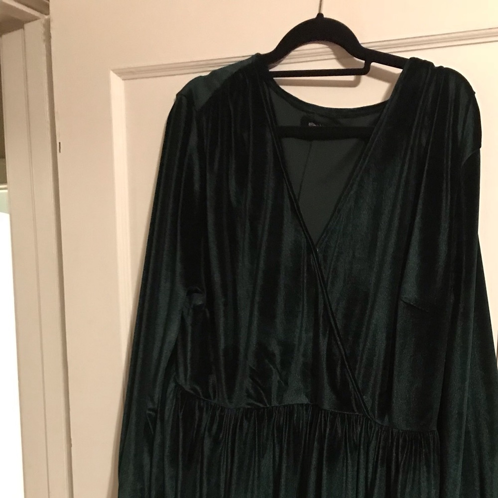 eShakti Dark Green Velvet Dress